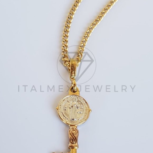 18K Gold Plated Saint Benedict Key & 22" Chain - Picture 8 of 8